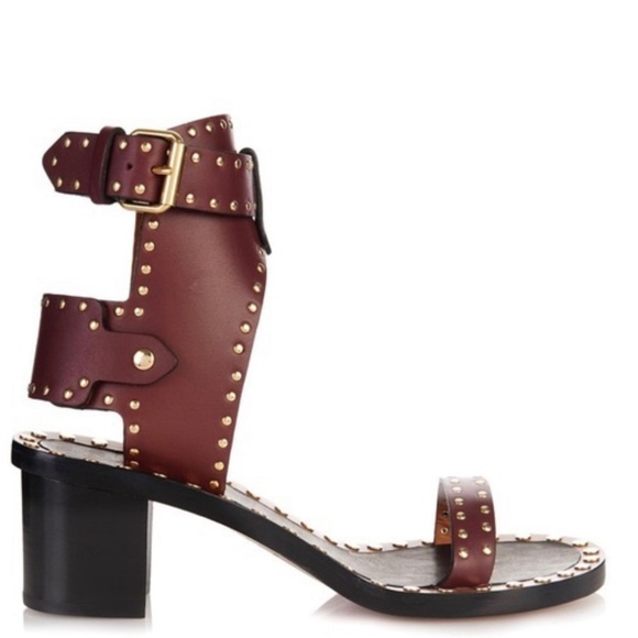 ISABEL MARANT JAERYN EMBELLISHED LEATHER HIGH-HEEL SANDALS 37